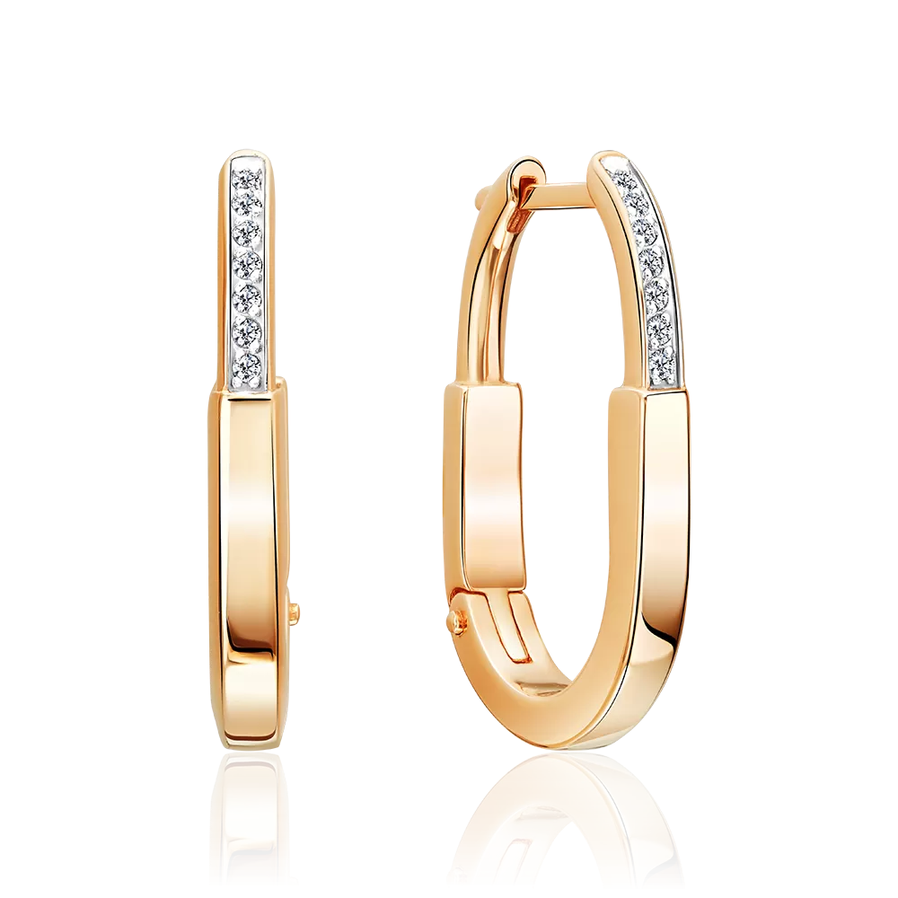 Серьги с английским замком из красного золота с фианитами 02-5549-00-401-1110