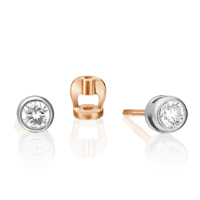Серьги-пусеты из комбинированного золота c бриллиантом 02-0255-00-101-1111-30