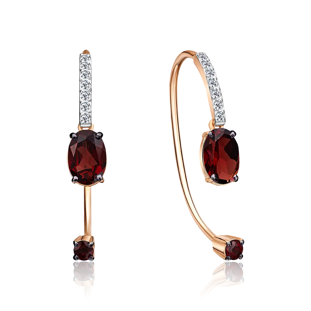 Серьги с французским замком из красного золота с гранатами и натуральными топазами white 02-4365-00-264-1110-57