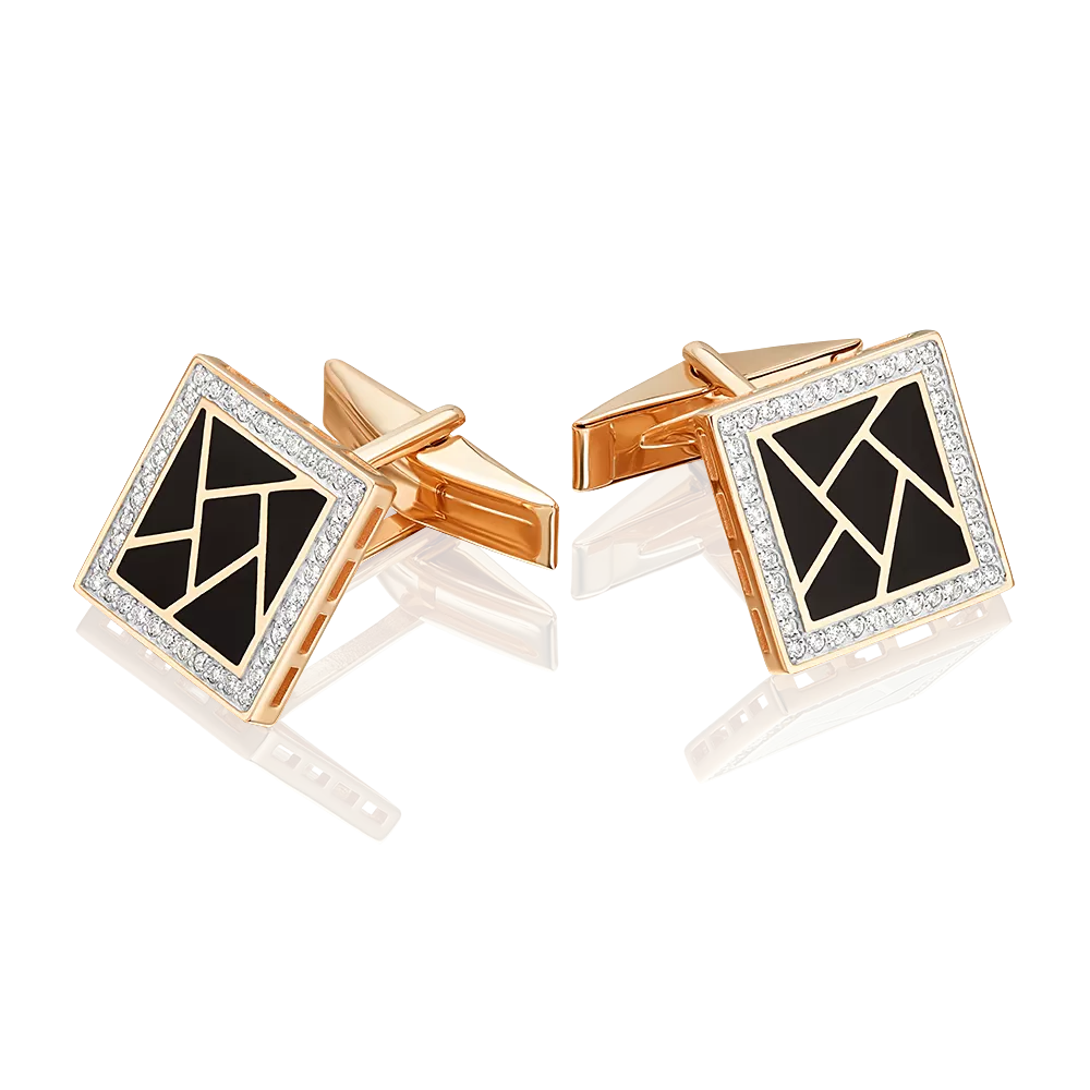 Запонки из красного золота с бриллиантами 10-0022-00-101-1110-30