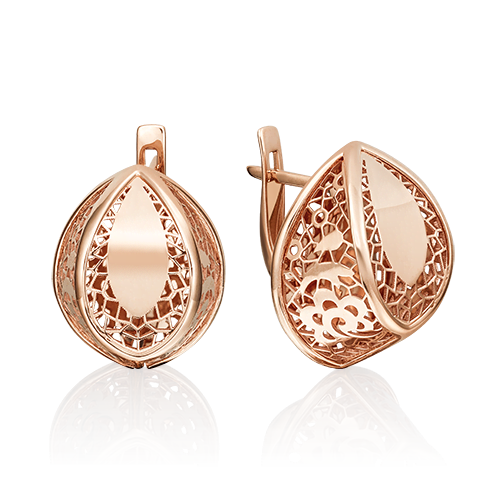 Серьги с английским замком из красного золота 02-3638-00-000-1110-48