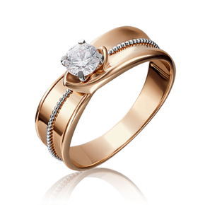 Кольцо из комбинированного золота c бриллиантом 01-5166-00-101-1111-30
