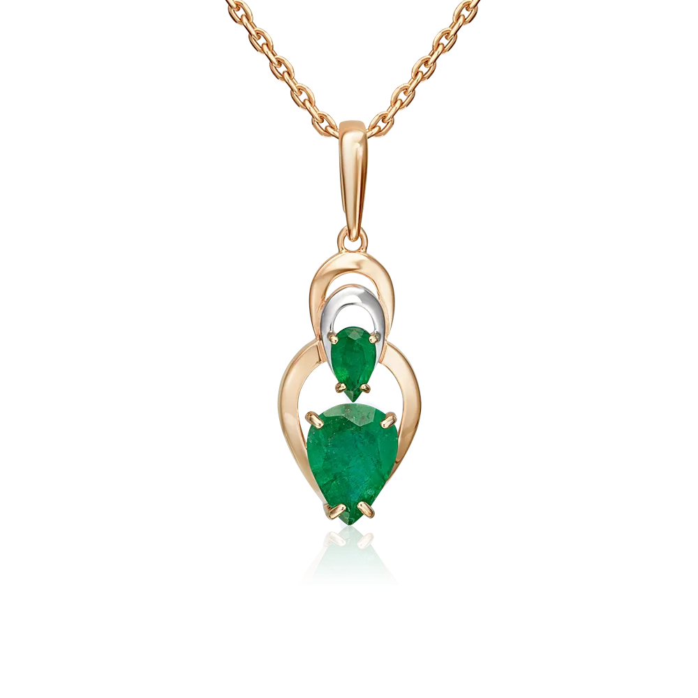 Подвеска из красного золота с изумрудами 03-3616-00-103-1110